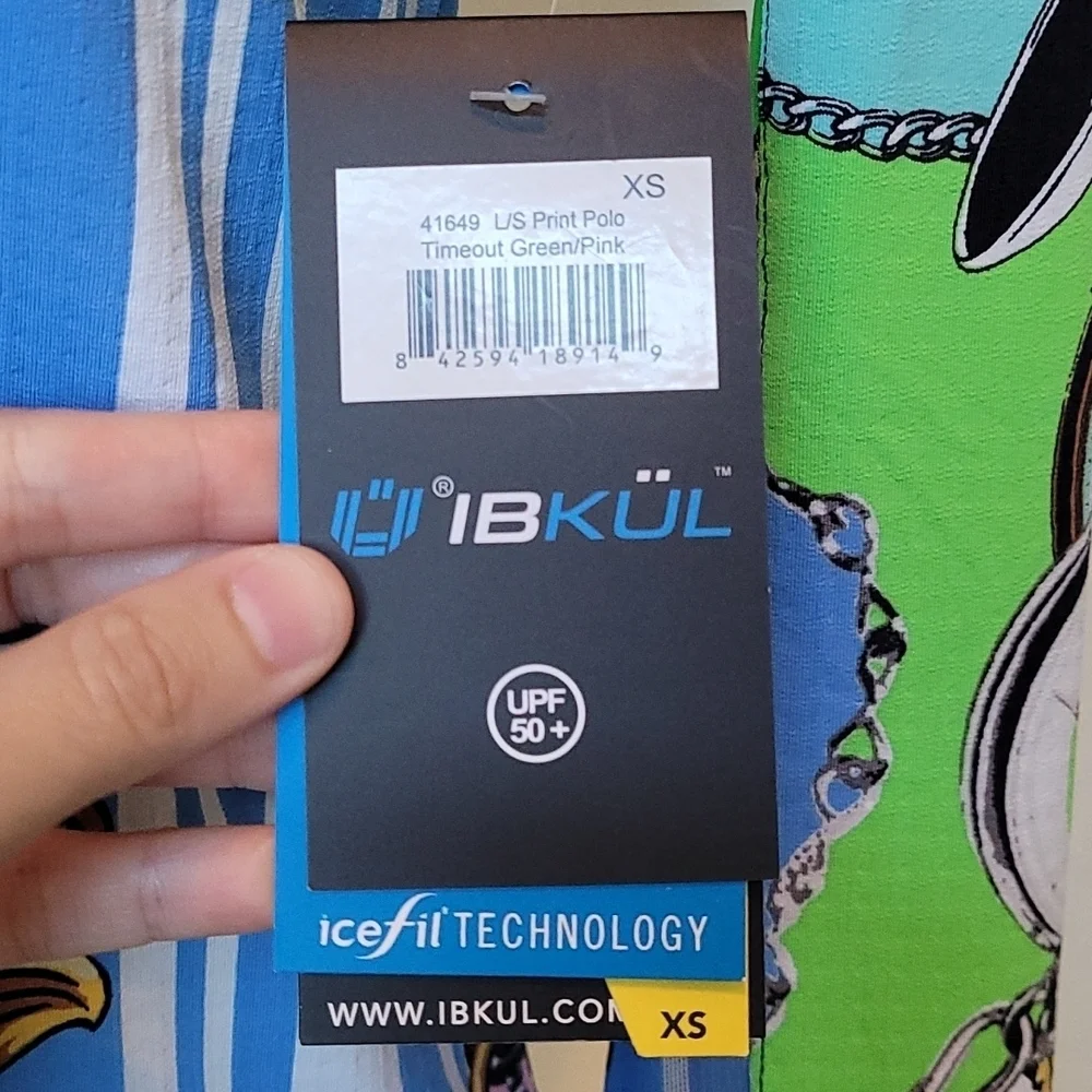 NWT IBKUL Long Sleeve Polo Quarter Zip Timeout Top - Picture 2 of 6